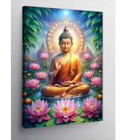 Kanvas Tablo Buda Heykeli Ve Lotus Çiçeği