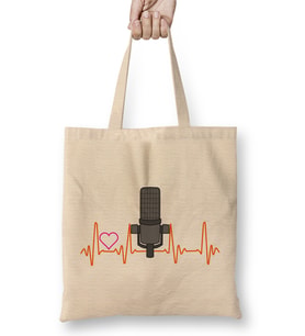 Awesome Podcast Heartbeat Podcaster Heart Beat Bez Çanta Uzun Saplı