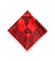Kadın Kırmızı Renk Geleneksel Desenli Pamuklu El Yapımı Bandana