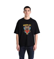 Erkek Oversize Müzik Baskılı Tişört Rocker Kedi Grafik Desen Rahat Kesim Günlük Giyim Modern Şık