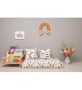 %100 Organik Yatak, Fransız Tarzı El Yapımı Bebek ve Çocuk Yatağı, Dekoratif Minder / Balıklı 60x120x15 cm