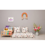 %100 Organik Yatak, Fransız Tarzı El Yapımı Bebek ve Çocuk Yatağı, Dekoratif Minder / Balıklı 60x120x15 cm