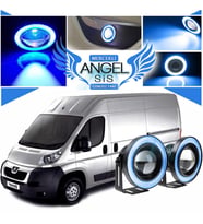 Peugeot Boxer Uyumlu, Universal Mercekli Led Angel Sis Farı, 76mm Buz Mavi Renk