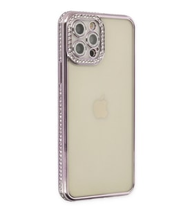 Pilelistore   iPhone 12 Pro Kılıf Joke Taşlı Silikon - Mor