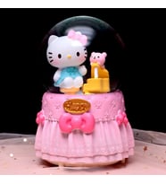 Hello Kitty Happy Temalı Işıklı Müzikli Püskürtmeli Büyük Boy Kar Küresi