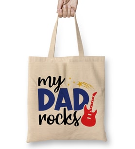 My Dad Rocks Happy Fathers Day Bez Çanta Uzun Saplı