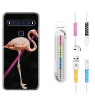 TCL 10L 10 Plus 10SE 20E 20SE 30SE L7 Kılıf Kablo Koruma Spiral Silikon Line Filamingo 1776