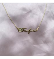 Kişiye Özel 925 Ayar Gümüş Minimal Pati Evcil Hayvan İsim Kolye (Gold)