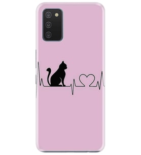Kılıfland Samsung Galaxy A02S Kılıf Desenli Silikon Resimli Kapak Pink Cat Heart Kılıf 1303