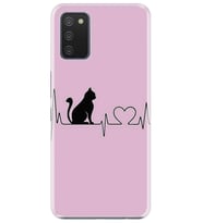 Kılıfland Samsung Galaxy A02S Kılıf Desenli Silikon Resimli Kapak Pink Cat Heart Kılıf 1303
