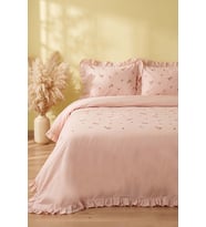 Pembe Daisy Glow Çift Kişilik %100 Pamuklu Nevresim Takımı - 4 Parça