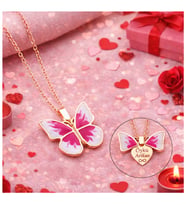 Rose Gold Kaplama Özel Pembe Kelebek Kolye