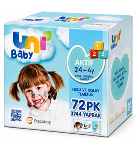 Uni Baby Islak Havlu Mendil 52 Yaprak Aktif 72 Li Set (18PK*4) 3744 Yaprak