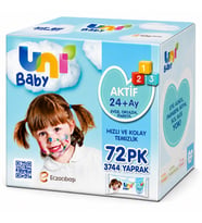 Uni Baby Islak Havlu Mendil 52 Yaprak Aktif 72 Li Set (18PK*4) 3744 Yaprak