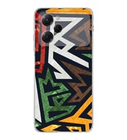 Poco X5 Pro  Kamera korumalı Kapak Soyut Grafiti Tasarımlı  Şeffaf Kılıf