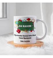 Öğretmenler Günü İçin Kişiye Özel Porselen Kupa Bardak - BY-KP-0000315 (Beyaz)