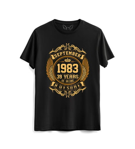 Vintage Gold Awesome Series September 1983 Siyah Tshirt