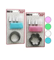 8PCS PASTA SÜSLEME SETİ - 3-KURABİYE KALIP=YUVARLAK - ÇİÇEK 1-KREMA TORBASI - 3-METAL+1-PLS.UÇ (5343)