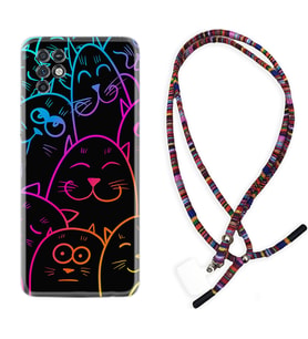INFINIX Note 11 Pro Note 10 Hot 9 Play Kılıf Boyun Asklı Rasta Silikon Neon Cats 1790