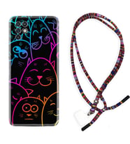 INFINIX Note 11 Pro Note 10 Hot 9 Play Kılıf Boyun Asklı Rasta Silikon Neon Cats 1790