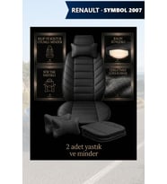 renault symbol 2007 Koltuk ve Kılıf uyumlu Yastık Lüks Siyah Minder 2 Minder 2 Yastık