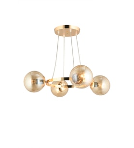 Kardelen Gold 4 Lü Halka Bal Glop Camlı Modern Avize