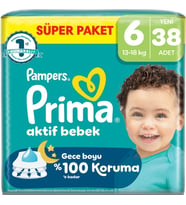 Mey İthalat® Aktif Bebek Süper Paket Bebek Bezi 6 Beden 38 Adet