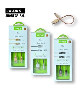 Jopus Short Spiral Micro Data ve Şarj Kısa Kablo Füme