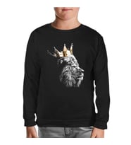 Aslan - Kral Taç Siyah Çocuk Sweatshirt