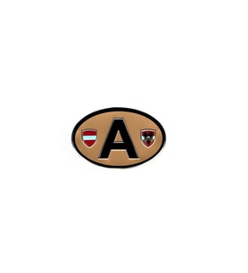 Etiketçilere Özel Armalar Oval A (AUSTRIA) Avusturya Bayraklı Kahve Renk Alüminyum Sticker