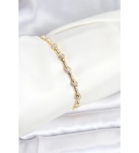 Pirinç Gold Renk VIP Seri Punta Model Zirkon Taşlı Kadın Bileklik - TJ-BB8269
