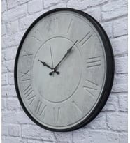 Markakanvas Metal Kasalı Beton Renkli Duvar Saati   ( Çap 50 cm - 80 cm ) (Siyah)