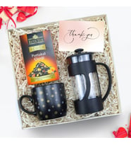 Siyah Kar Tanesi Kupa & Siyah French Press & Beta Tea Portakal Çiçeği Bitki Çayı Hediye Seti