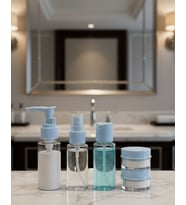 Kompakt 5’li Seyahat Banyo Şişe Takımı Çantalı