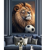 Aslan Başı Futbol Topu Dekoratif Kanvas - Mdf Ahşap Tablo