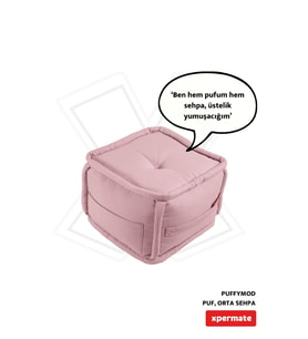 Dekoratif Kare Puf Bench 40x40x32 cm Pembe