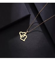 Kişiye Özel 925 Ayar Gümüş 2'li Kalp Kolye (Gold)