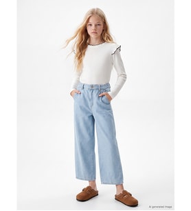 LCW Kids İndigo Barrel Fit Kız Çocuk Jean Pantolon