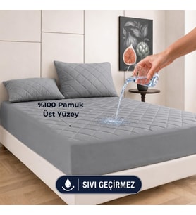 Sıvı Geçirmez Alez - Tek-Çift Kişilk -%100 Pamuk- Kapitoneli Alez- Fitted(Yatağı Saran) Yatak Koruyucu Çarşaf(140x200)