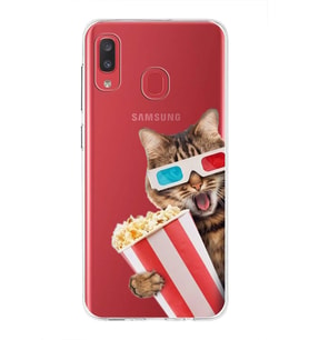 PrintiFy Samsung Galaxy A20 ile Uyumlu 1mm Slim Fit Kedi 1 050b Baskılı Şeffaf  Kılıf