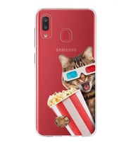 PrintiFy Samsung Galaxy A20 ile Uyumlu 1mm Slim Fit Kedi 1 050b Baskılı Şeffaf  Kılıf