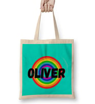 Oliver Name- vintage Retro Rainbow Style Custom Design Gift Baby-Gift For Hm Bez Çanta Uzun Saplı