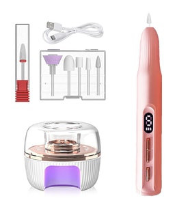 9 Parça Şarjlı Tırnak Freze Seti USB Şarjlı Törpü Seti UV LED Lamba Profesyonel Manikür Seti Pro