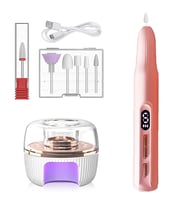 9 Parça Şarjlı Tırnak Freze Seti USB Şarjlı Törpü Seti UV LED Lamba Profesyonel Manikür Seti Pro