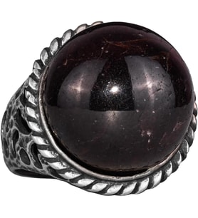 925 Ayar Gümüş Erkek Yüzük Doğal Yıldız Garnet Taşı - Nadir İşlenmemiş Garnet Kaboşon