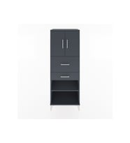 Hyperion Dolap 3 Raflı 2 Çekmeceli 2 Kapaklı 60x44x163 Antrasit-Antrasit