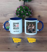 Ablaya Hediye Kupa Bardak Lacivert Fotoğraflı Ablaya Doğum Günü Hediyesi