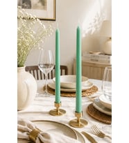 Düz Şamdan 2'li Mum - Mumelia Candles Doğal Soya Kutulu Dekoratif Mum - Zümrüt Yeşili