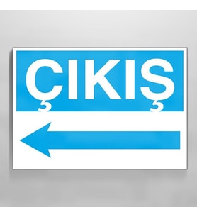 Çıkış Sol Uyarı Levhası 30x40cm (Karışık)