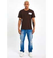 Erkek Bisiklet Yaka Regular Fit Tokyo Baskılı Tişort SPR23ts303 (Kahverengi)